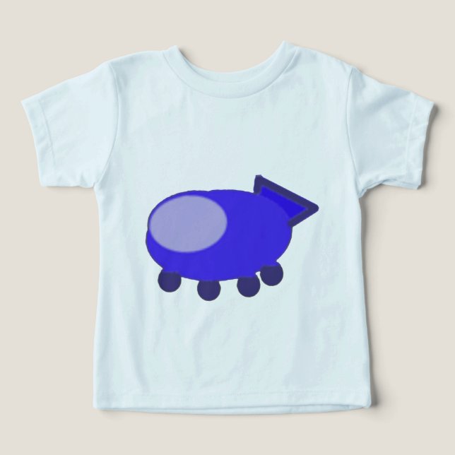 Animerad blå rymdskepps Popcorn Cartoon T Shirt (Design Framsida)