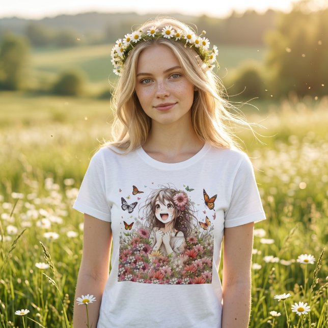 Animerad Blommande Glädje T-shirt (Skapare uppladdad)
