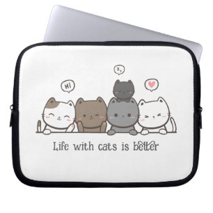 Animerad Cat Laptop sleeve, Anpassningsbar Gift me Fodral