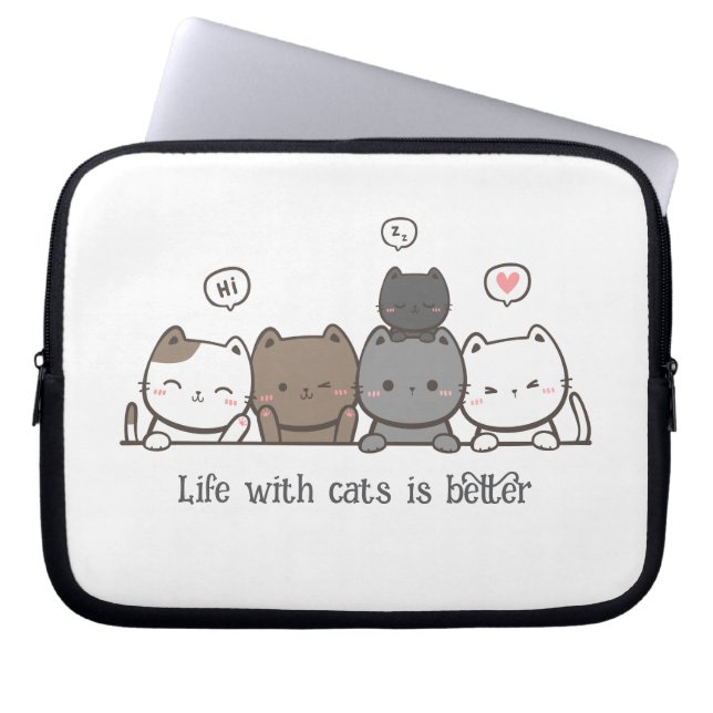 Animerad Cat Laptop sleeve, Anpassningsbar Gift me Fodral (Framsidan)