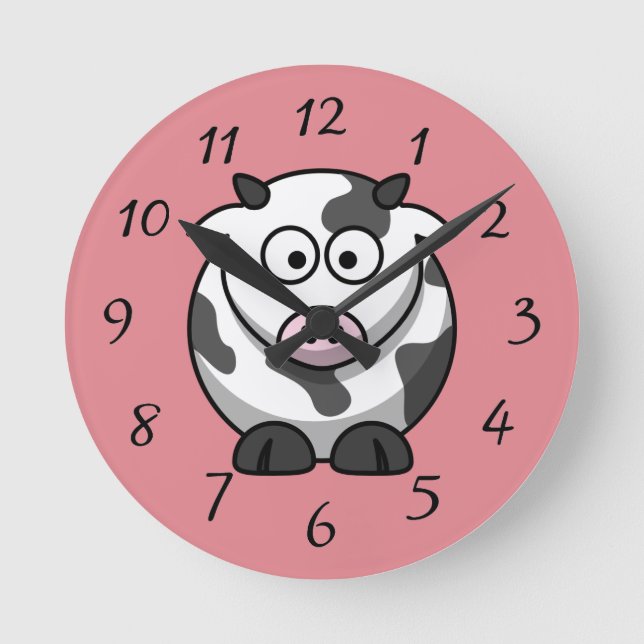 Animerad Cow Rund Klocka (Framsida)