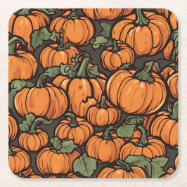 Animerad Cute Pumpkin Minimalist Fall Halloween Underlägg Papper Kvadrat