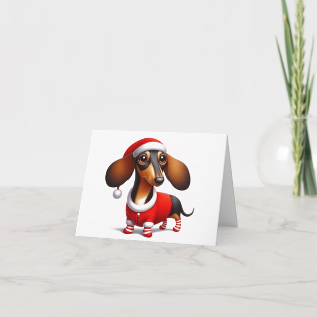 ANIMERAD DACHSHUND CHRISTMAS-KORT KORT (Framsida)