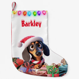 Animerad Dachshund Liten Julstrumpa