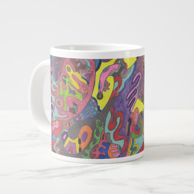 Animerad Färg, ursprunglig abstrakt Jumbo Mugg (Framsida vänster)
