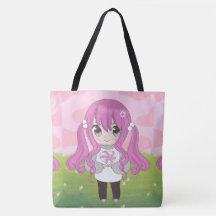 animerad flicka lycklig med blommor