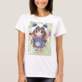 animerad flicka med blommor t shirt