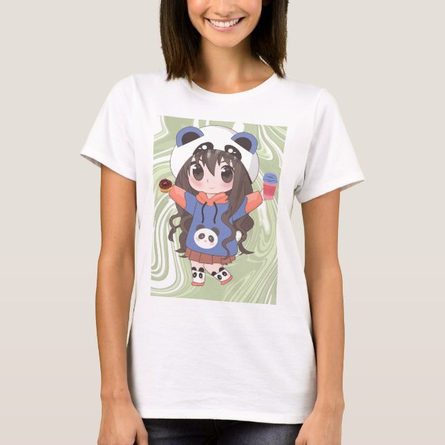 animerad flicka med blommor t shirt (Framsida)