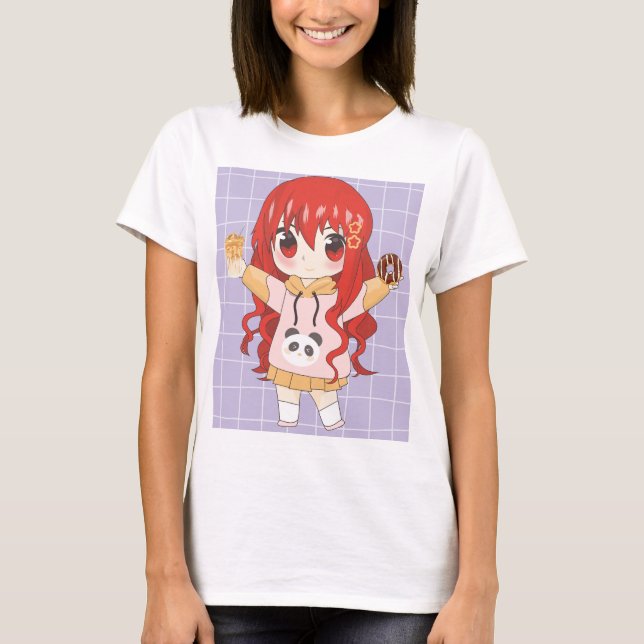 animerad flicka med blommor t shirt (Framsida)