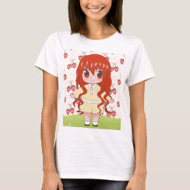 animerad flicka med blommor t shirt