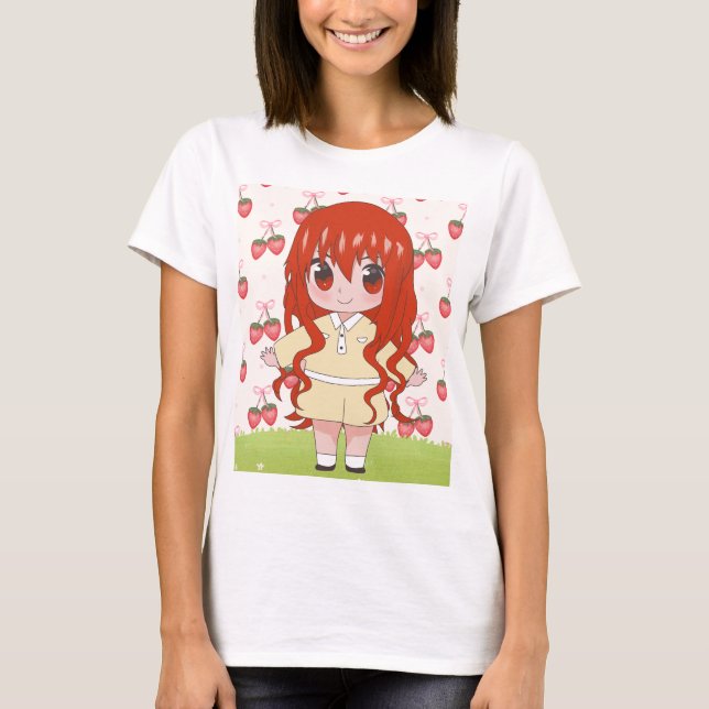 animerad flicka med blommor t shirt (Framsida)