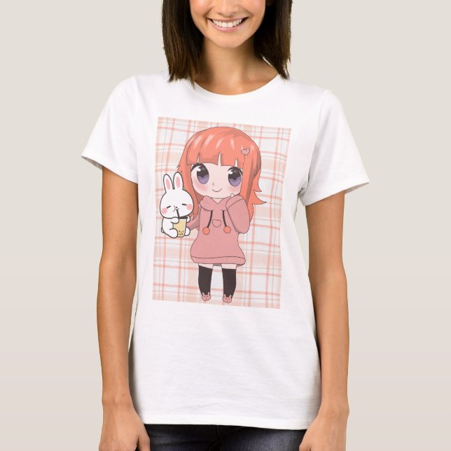 animerad flicka med blommor t shirt (Framsida)