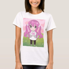 animerad flicka med blommor t shirt