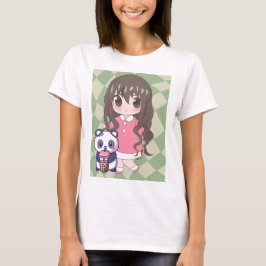 animerad flicka med blommor t shirt