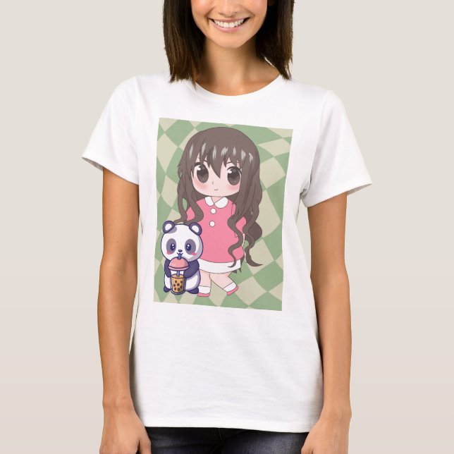 animerad flicka med blommor t shirt (Framsida)