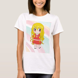 animerad flicka med blommor t shirt