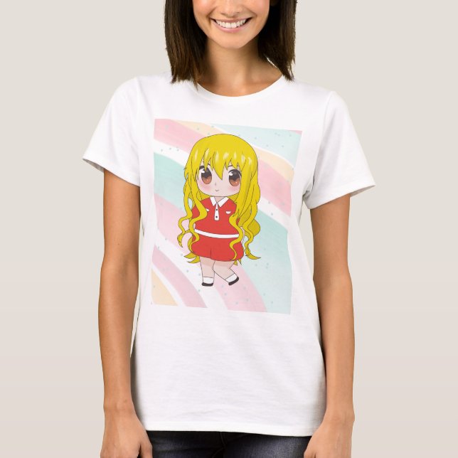 animerad flicka med blommor t shirt (Framsida)