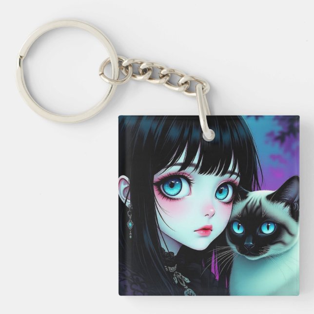 Animerad flicka och siamesisk katt Personlig (Framsidan)
