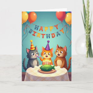 Animerad födelsedagsgratulationskort för katt kort