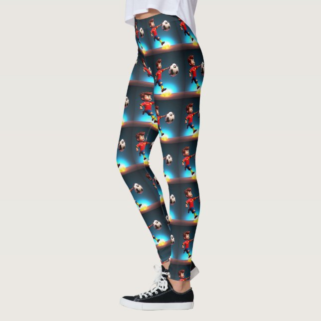Animerad fotbollsspelare med Boll, balar Leggings (Vänster)