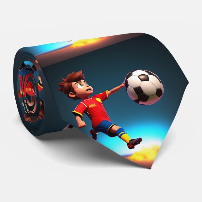 Animerad fotbollsspelare med Boll, halsband Slips (Rullad)