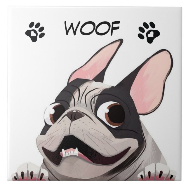 Animerad Fransk Bulldog Kakelplatta (Framsidan)