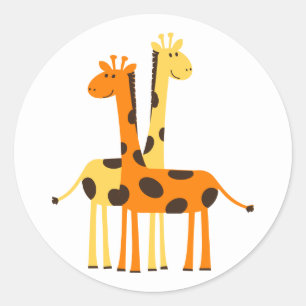 Animerad Giraffes Classic Round Sticker Runt Klistermärke