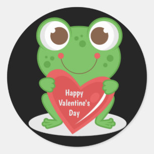 Animerad Glad Alla hjärtans dag Frog Runt Klistermärke