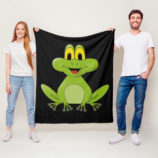 Animerad grönt groda fleecefilt (På plats)