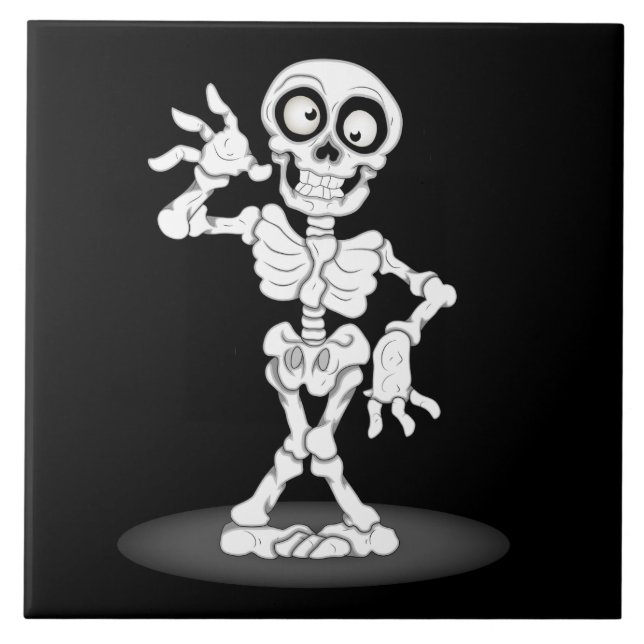 Animerad Halloween Skeleton Kakelplatta (Framsidan)