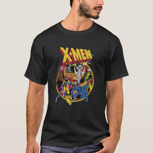 Animerad i Marvel X Manar-serien Retro 90s T Shirt (Framsida)