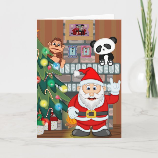 Animerad jultomte helgkort (Framsida)