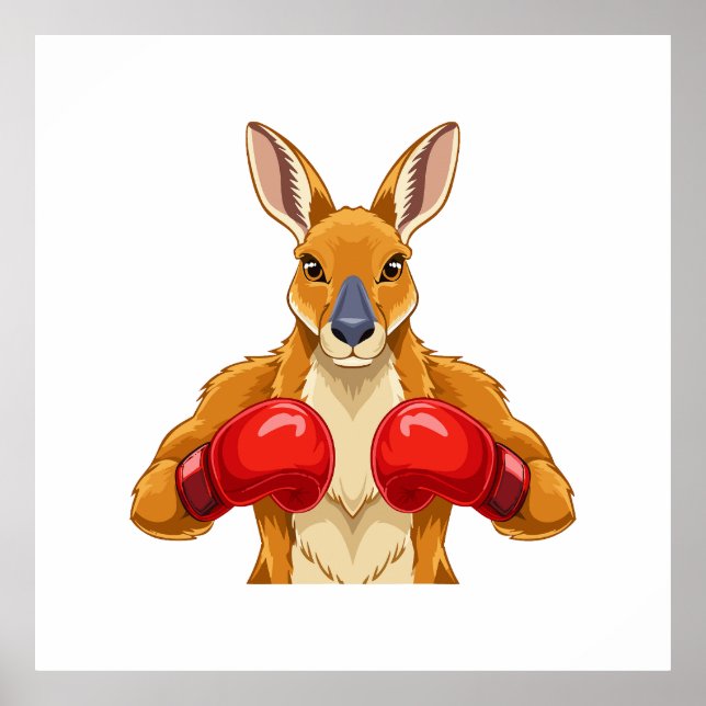 Animerad känguru med röda boxningshandskor  poster (Framsidan)