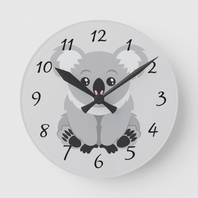 Animerad Koala Bear Clock Rund Klocka (Framsida)