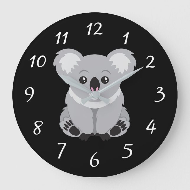 Animerad Koala Bear Large Clock Stor Klocka (Framsida)