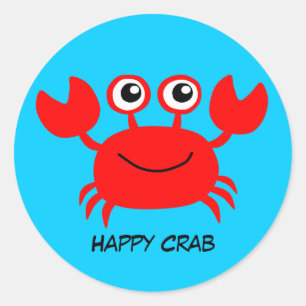 Animerad Lycklig Crab Runt Klistermärke