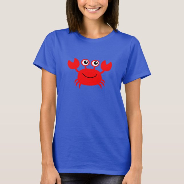 Animerad Lycklig Crab Tee Shirt (Framsida)