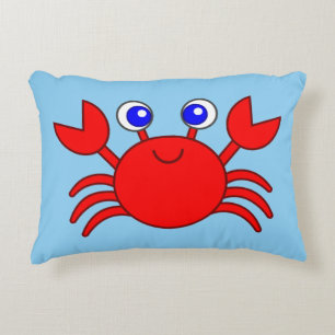 Animerad Lycklig Red Crab Prydnadskudde