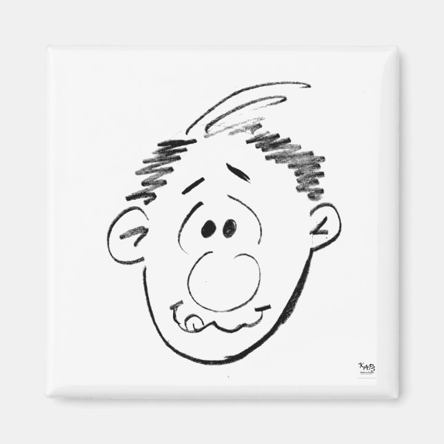 Animerad Mans Ansikte Känslor Ansikte Magnet (Framsidan)