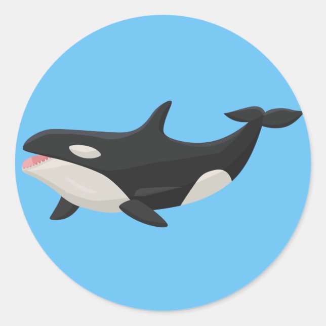 Animerad Orca val Runt Klistermärke (Framsida)