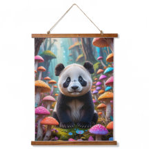 Animerad Panda Unge i en svamp av svampar