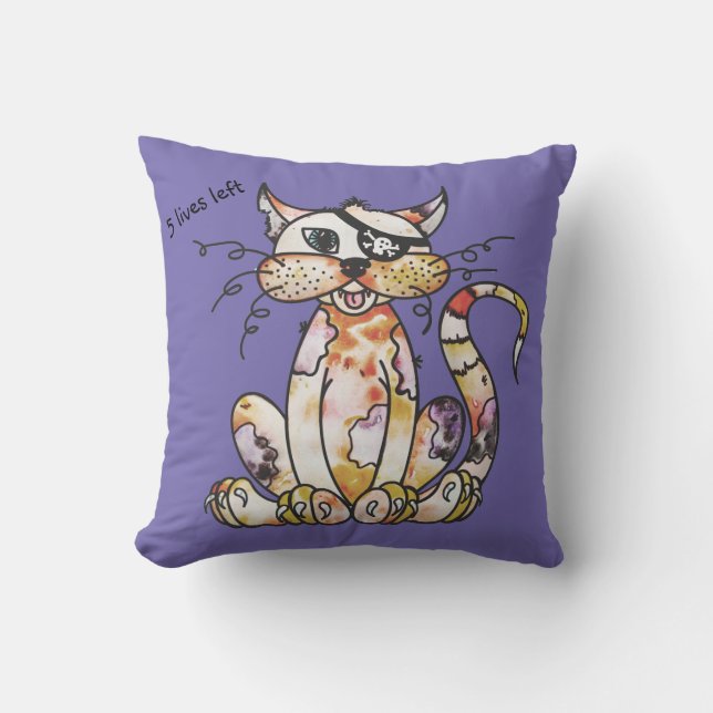 Animerad Pirat tatuerade Tom Cat Pillow Kudde (Framsida)