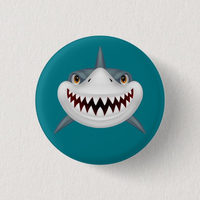 Animerad Scary Shark Ansikte Knapp (Framsida)