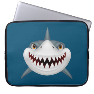 Animerad Scary Shark Ansikte Laptop Sleeve
