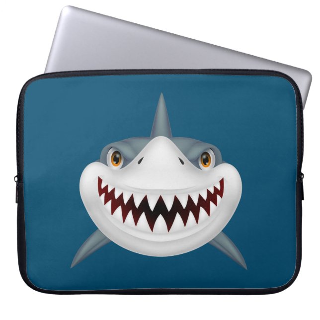 Animerad Scary Shark Ansikte Laptop Sleeve (Framsidan)