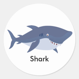 Animerad Shark Runt Klistermärke