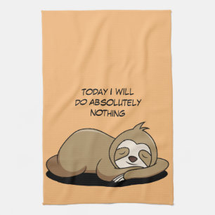 Animerad Sloth Sleeping Kökshandduk