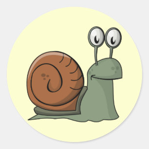 Animerad Snigel Runt Klistermärke