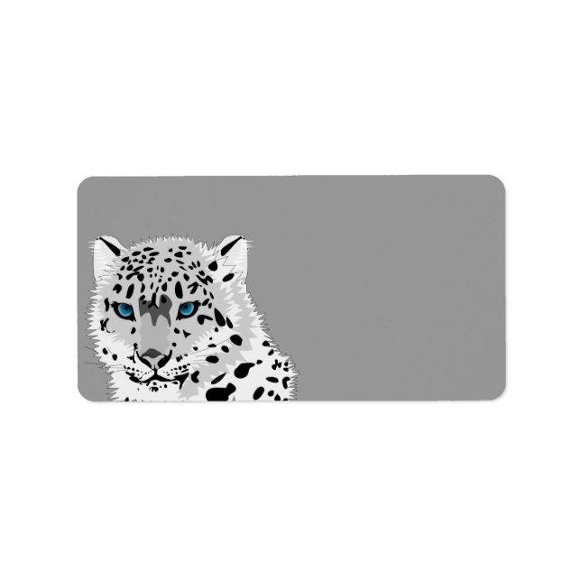 Animerad Snö Leopard Adressetikett (Framsidan)