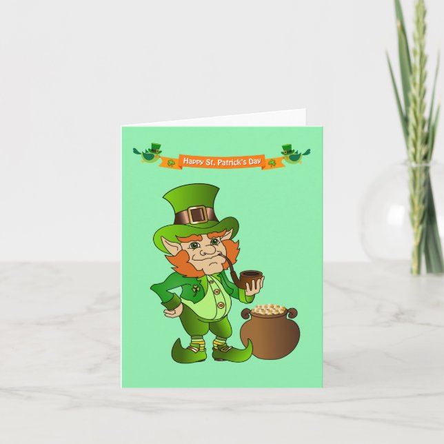 Animerad St. Patrick's Day Leprechaun Kort (Framsida)